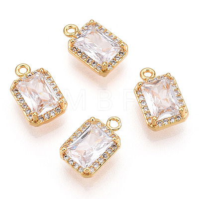 Brass Micro Pave Clear Cubic Zirconia Charms X-KK-S354-241-NF-1