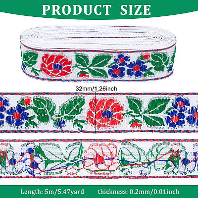 Ethnic Style Embroidery Polyester Ribbons OCOR-WH0077-34B-1