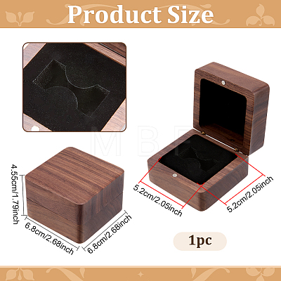 Walnut Wooden Championship Ring Packaging Magnetic Boxes CON-WH0086-245-1