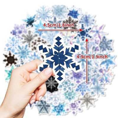 50Pcs Snowflake Paper Stickers PW-WG08003-01-1