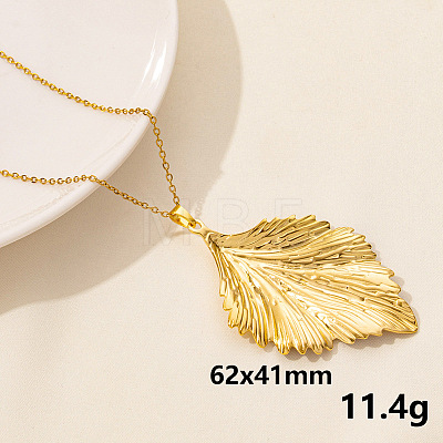 Stainless Steel Leaf Pendant Necklaces QM4235-2-1