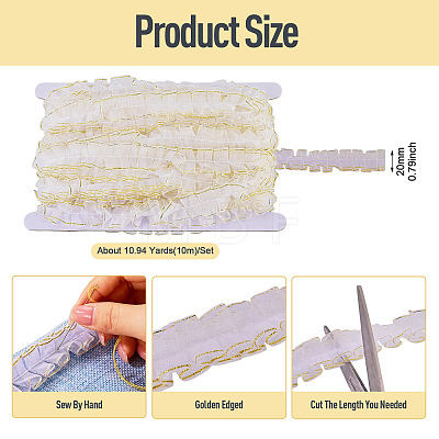10M Double Layer Polyester Lace Ribbon OCOR-TA0004-14B-1