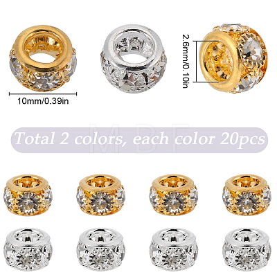 SUNNYCLUE 40Pcs 2 Colors Brass Spacer Beads KK-SC0003-97-1