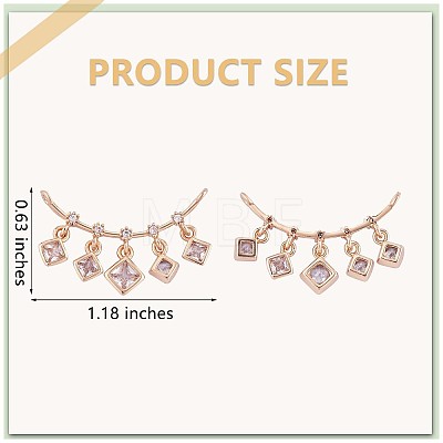4 Pieces Brass Cubic Zirconia Charms Connector Brass Long Charm Pendant Long-lasting Plated for Jewelry Necklace Bracelet Making Crafts JX397A-1