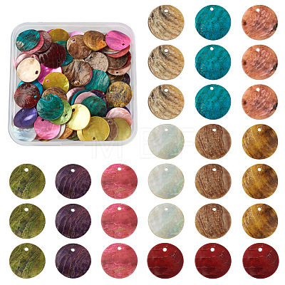 Craftdady 100Pcs 10 Colors Spray Paint Natural Akoya Shell Pendants SHEL-CD0001-01-1