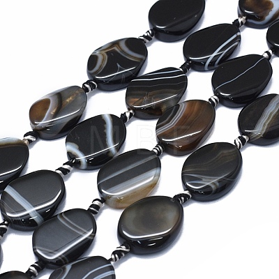 Natural Banded Agate/Striped Agate Beads Strands G-I245-60A-1