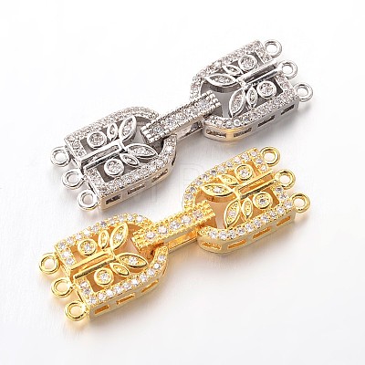 Brass Micro Pave Cubic Zirconia Fold Over Clasps ZIRC-I014-68-FF-1