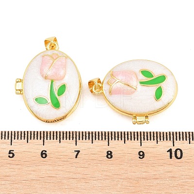 Brass Locket Pendants KK-D232-09G-1