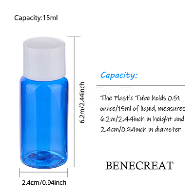 BENECREAT 15ml PET Plastic Liquid Bottle Sets MRMJ-BC0001-64-1