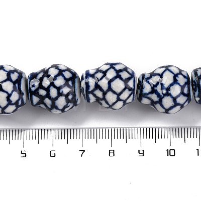 Handmade Blue and White Porcelain Beads Strands PORC-I027-13A-1