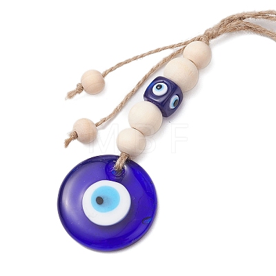 Handmade Blue Evil Eye Lampwork Pendant Decorations HJEW-JM02303-01-1