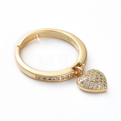 Adjustable Brass Micro Pave Cubic Zirconia Finger Rings X-RJEW-G096-20G-1