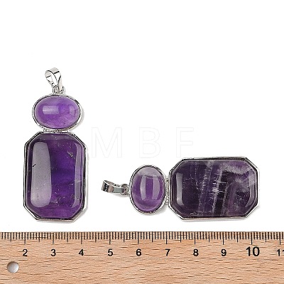 Natural Amethyst Human Body Shaped Pendants G-P552-03P-01-1