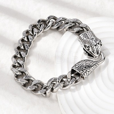 304 Stainless Steel Cuban Link Chains Bracelets for Unisex BJEW-A092-03P-1