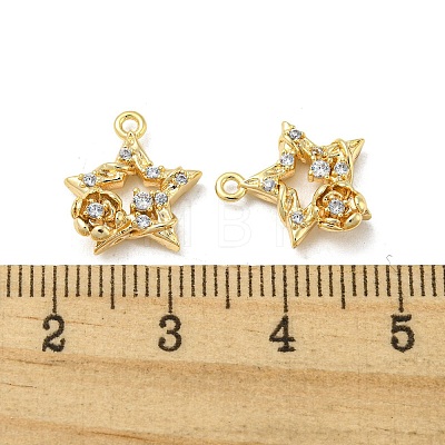 Brass Micro Pave Clear Cubic Zirconia Charms KK-H460-18G-1
