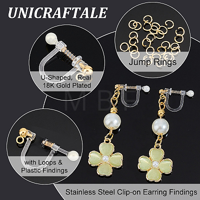 Unicraftale 16Pcs 304 Stainless Steel Clip-on Earring Findings STAS-UN0051-64-1