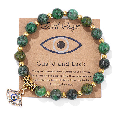 Synthetic African Turquoise(Jasper) Round Beads Stretch Bracelets FS-WG18FCB-23-1-1