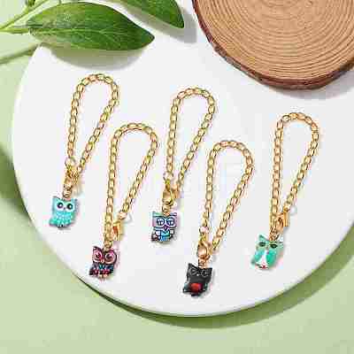 Owl Alloy Pendants Decorations HJEW-JM01865-1