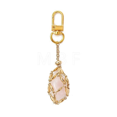 304 Stainless Steel Macrame Chain Pouch Empty Stone Holder Pendant Decoration HJEW-JM02076-1