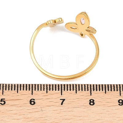 304 Stainless Steel with Glass Rhinestone Open Cuff Rings RJEW-Z132-04G-1