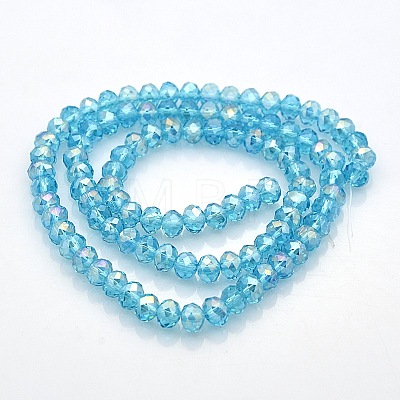 AB Color Plated Faceted Rondelle Electroplate Glass Beads Strands GLAA-A024D-AB07-1