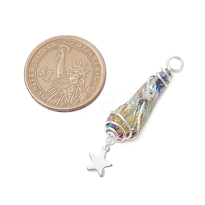 3Pcs 3 Styles Electroplated Natural Quartz Crystal Nuggets Copper Wire Wrapped Pendants PALLOY-JF03128-07-1