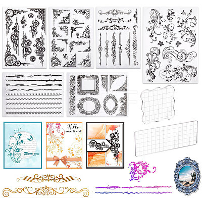 Globleland 6 Sheets 6 Styles PVC Plastic Stamps DIY-GL0004-96-1