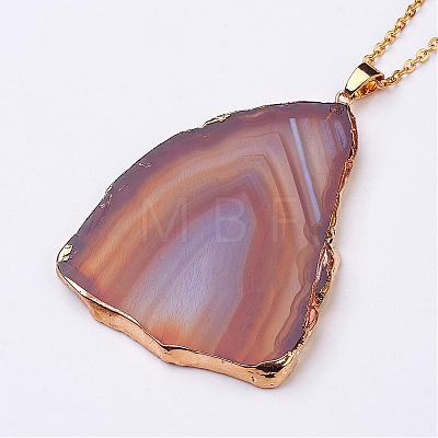 Natural & Dyed Agate Pendant Necklaces NJEW-JN01776-1