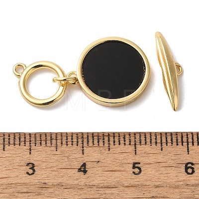 Brass Toggle Clasps with Paua Shell KK-N254-72G-1