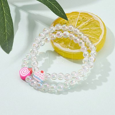 Transparent Acrylic Beaded Stretch Kids Bracelets BJEW-JB06324-01-1