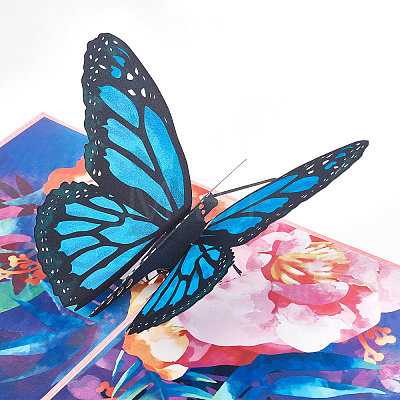Rectangle 3D Butterfly Pop Up Paper Greeting Card AJEW-WH0289-22-1