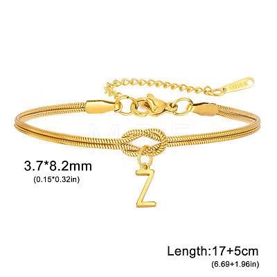304 Stainless Steel Initial Charm Bracelets FS-WGD8E41-06-1