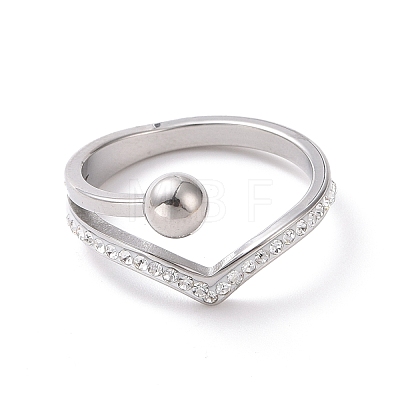 Crystal Rhinestone Wave with Round Ball Finger Ring RJEW-D120-11P-1
