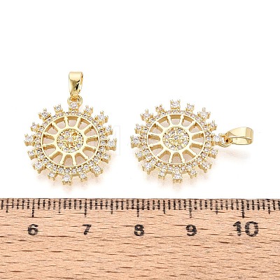 Brass Micro Pave Clear Cubic Zirconia Pendants KK-T075-89G-1
