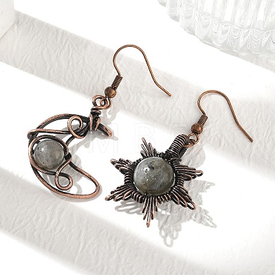 Natural & Synthetic Gemstone Dangle Earrings G-H359-07R-1