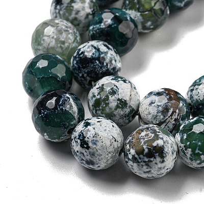 Faceted Natural Fire Crackle Agate Beads Strands G-F447-12mm-N11-1