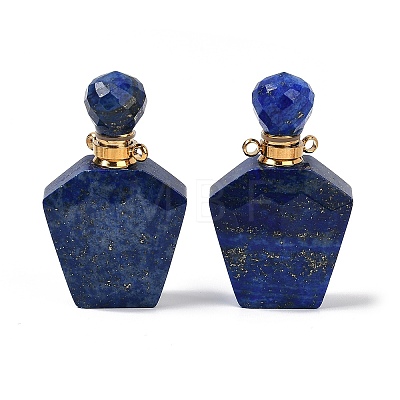 Natural Lapis Lazuli Openable Perfume Bottle Pendants G-I381-02G-06-1