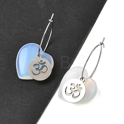 Natural & Synthetic Gemstone & 304 Stainless Steel Hoop Earrings for Women EJEW-G475-04P-1