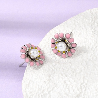 Brass Enamel Stud Earrings KK-CBA8324-27P-1