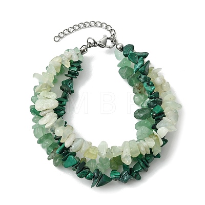 Natural Mixed Gemstone Chips Beaded Multi-strand Bracelets for Women BJEW-JB13986-01-1