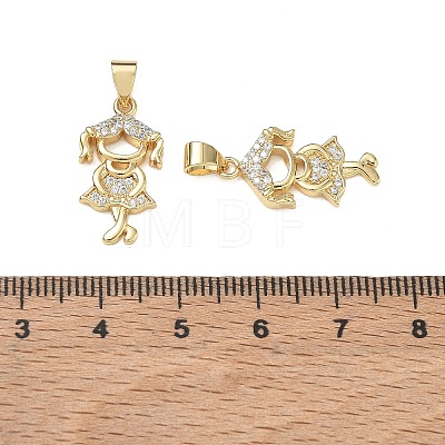 Brass Micro Pave Clear Cubic Zirconia Pendants CU-CBA9AFC-01G-18-1