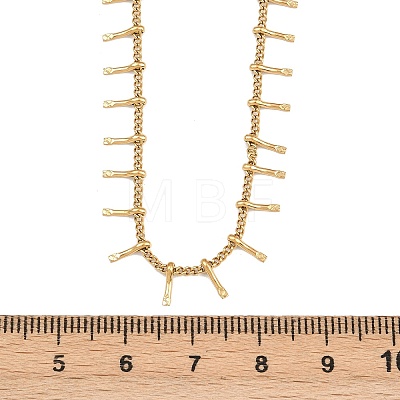 304 Stainless Steel Bar Tassel Curb Chain Necklaces for Women NJEW-G179-04G-1