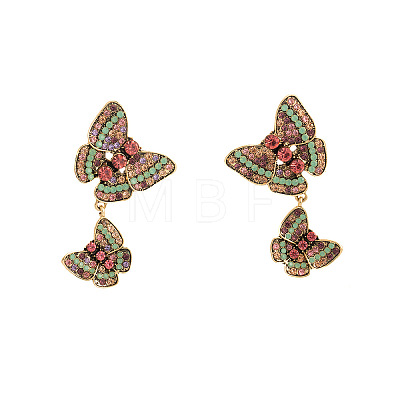 Butterfly Alloy & Rhinestone Dangle Stud Earrings FS-WGE670D-01-1