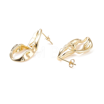 Rack Plating Brass Twisted Oval Dangle Stud Earrings for Women EJEW-C029-05G-1