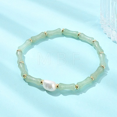 Bamboo Natural Green Aventurine Beaded Stretch Bracelets for Women BJEW-JB13702-1
