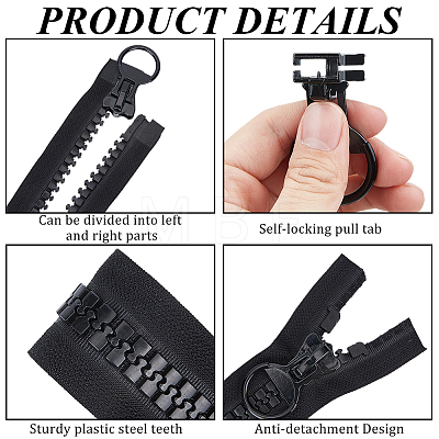 Alloy & Polyester & Resin Zipper AJEW-CY0003-01-1