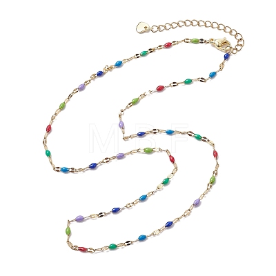 304 Stainless Steel Enamel Link Chains Necklaces NJEW-JN04788-1