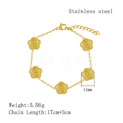 Stainless Steel Flower Link Chain Bracelet KW3287-1-1