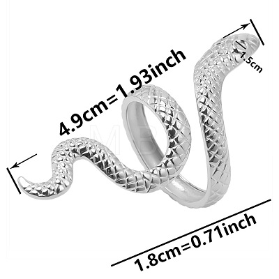 304 Stainless Steel Snake Pattern Cuff Ring Unisex Simple FY9396-1-1