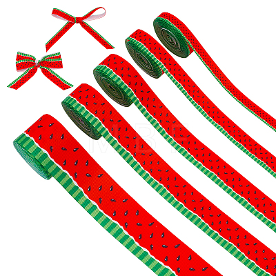 5Rolls 5 Styles Polyester Grosgrain Ribbon OCOR-MA0002-02-1